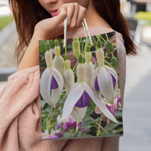 Bolsa De Regalo Mediana Floral de fucsia morada y blanca