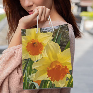 Bolsa De Regalo Mediana Floral de naranja y Daffodils amarillos