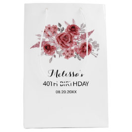 Bolsa De Regalo Mediana Floral de vegetación del Rosa de Marron Rojo 40 cu