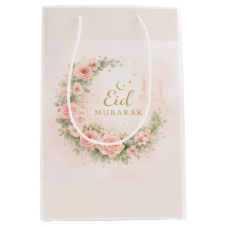 Bolsa De Regalo Mediana Floral Eid Mubarak – Blush Pink Islamic Gift f