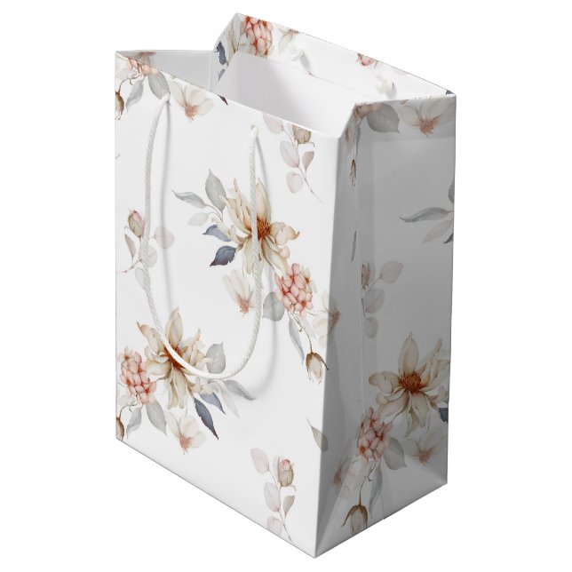 Bolsa De Regalo Mediana Floral elegante y eterna (Angulo reverso)