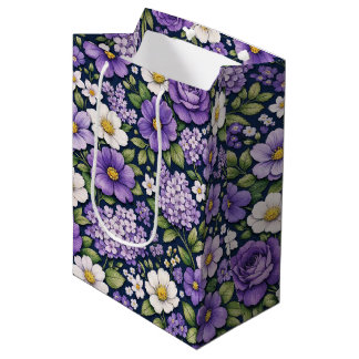 Bolsa De Regalo Mediana floral lilas