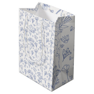 Bolsa De Regalo Mediana Floral medley outline in blue