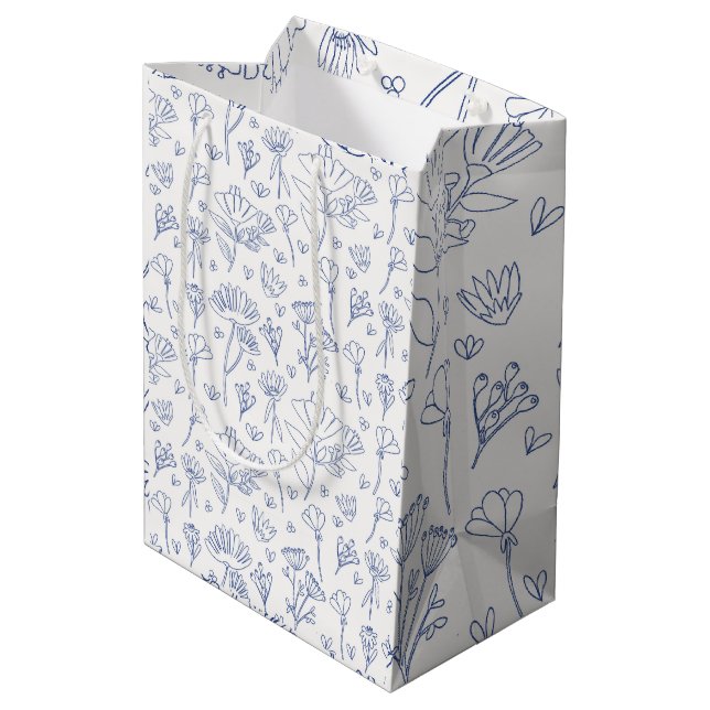 Bolsa De Regalo Mediana Floral medley outline in blue (Angulo reverso)
