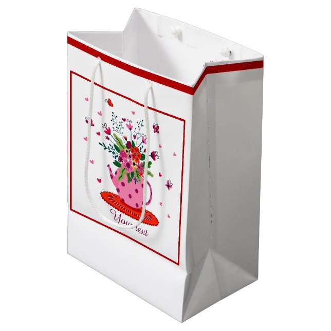 Bolsa De Regalo Mediana floral personalizado (Angulo Anverso)