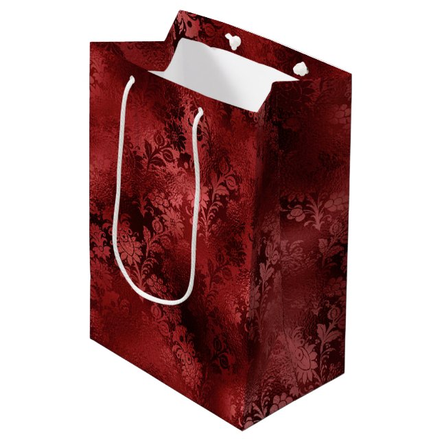 Bolsa De Regalo Mediana Floral roja (Angulo Anverso)