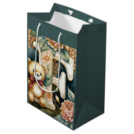 Bolsa De Regalo Mediana FLoral Teddy Bear letter F