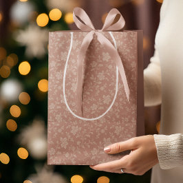 Bolsa De Regalo Mediana Florales de Crema Vintage - Romántico elegante