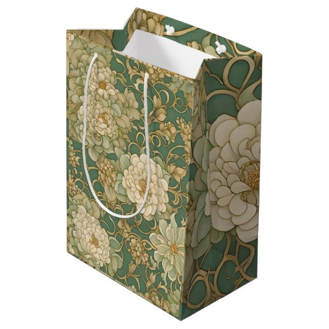 Bolsa De Regalo Mediana Florales nostálgicos en hues de época (Angulo reverso)