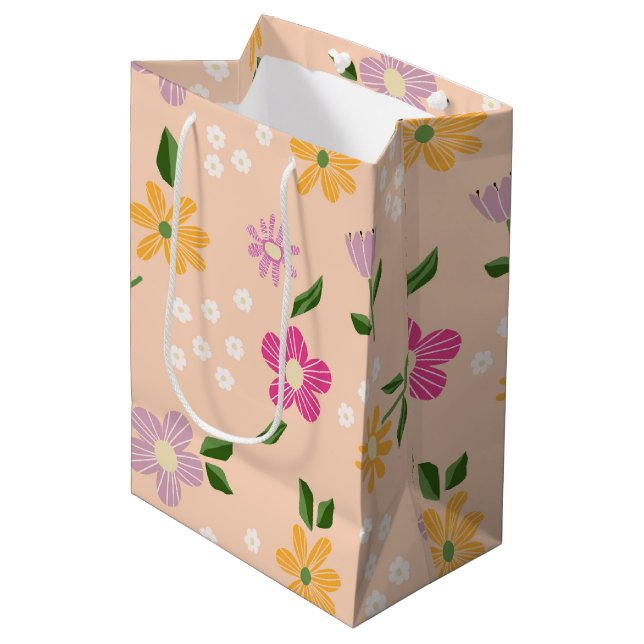 Bolsa De Regalo Mediana Flores abstractas de juego (Angulo Anverso)