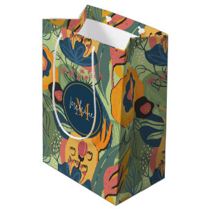 Bolsa De Regalo Mediana Flores abstractas, monograma