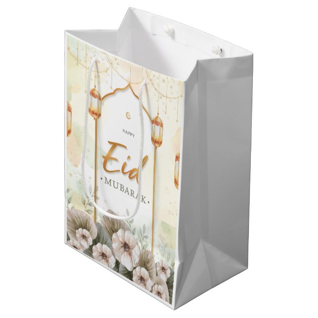 Bolsa De Regalo Mediana Flores acuáticas Eid Mubarak (Angulo Anverso)