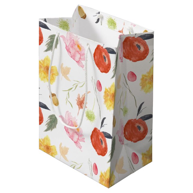 Bolsa De Regalo Mediana Flores de acuarela (Angulo Anverso)