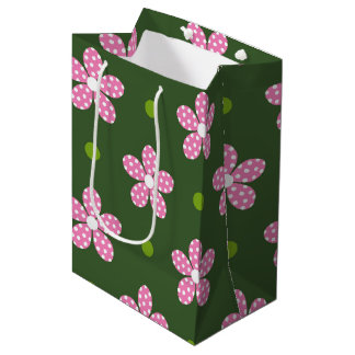 BOLSA DE REGALO MEDIANA FLORES DE BLANCO VERDE ROSA