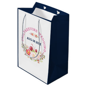 Bolsa De Regalo Mediana Flores de boda coloridas Bouquet y texto