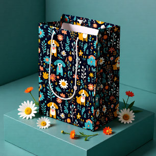 Bolsa De Regalo Mediana Flores de cigalas azules