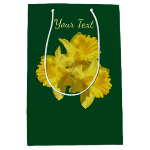 Bolsa De Regalo Mediana Flores de Daffodil Amarillas Personalizadas