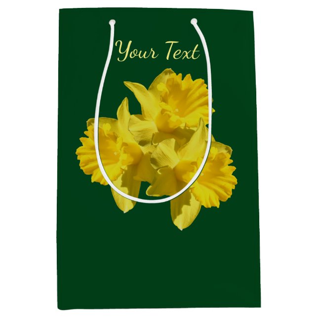 Bolsa De Regalo Mediana Flores de Daffodil Amarillas Personalizadas (Anverso)