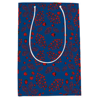 Bolsa De Regalo Mediana flores de fresa en azul