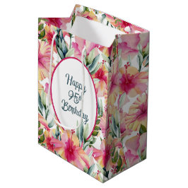 Bolsa De Regalo Mediana Flores de Hibisco para 95 cumpleaños
