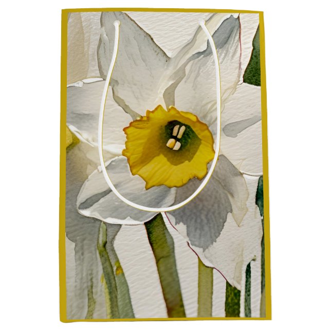 Bolsa De Regalo Mediana Flores de Iris Acuarela Modernas (Anverso)