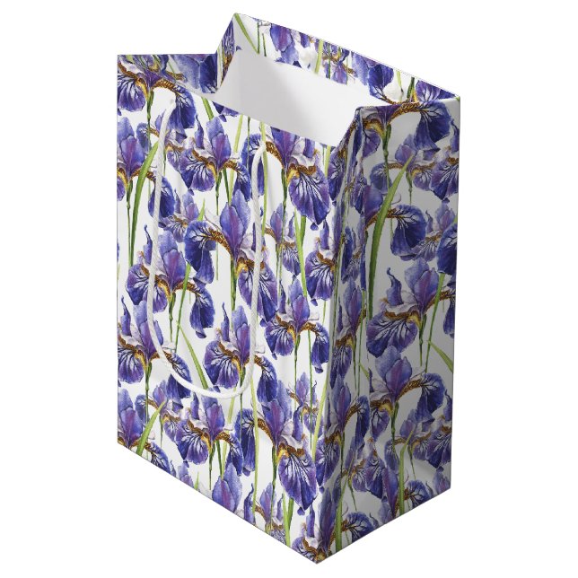 Bolsa De Regalo Mediana Flores de iris morado (Angulo Anverso)