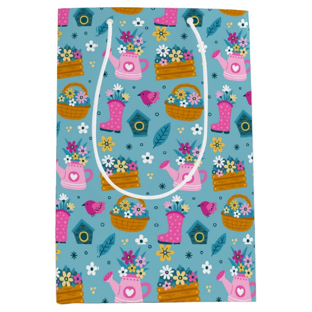 Bolsa De Regalo Mediana Flores de jardín de primavera (Anverso)