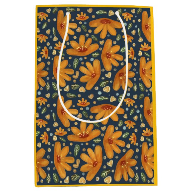 Bolsa De Regalo Mediana Flores de Lujo Amarillas (Anverso)