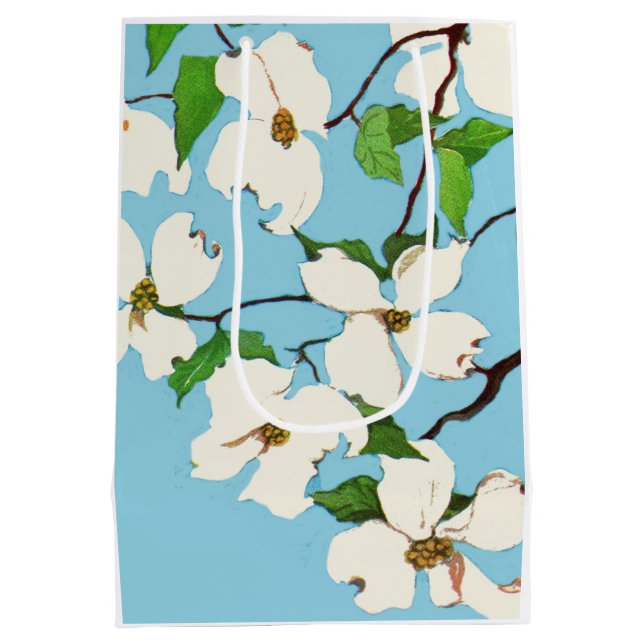 Bolsa De Regalo Mediana flores de madera de perro (Reverso)
