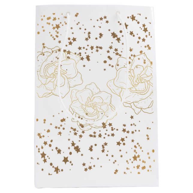 Bolsa De Regalo Mediana Flores de oro y solidez (Anverso)