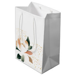 Bolsa De Regalo Mediana Flores de Peonía Melocotón y Puntos Manchados