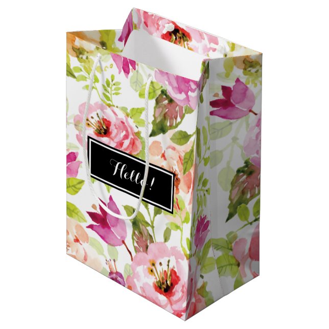Bolsa De Regalo Mediana Flores de primavera (Angulo Anverso)