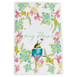 Bolsa De Regalo Mediana Flores de primavera acuarela