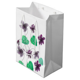Bolsa De Regalo Mediana Flores de violeta silvestre artística acuarela