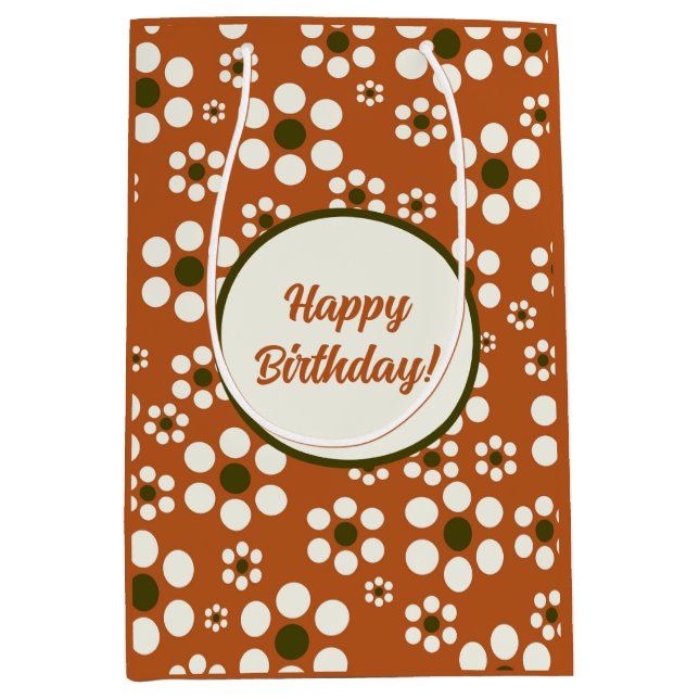 Bolsa De Regalo Mediana Flores florales de terracota de México (Anverso)