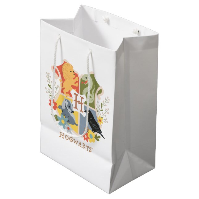 Bolsa De Regalo Mediana Flores Mágicas Escudo de HOGWARTS™ (Angulo Anverso)
