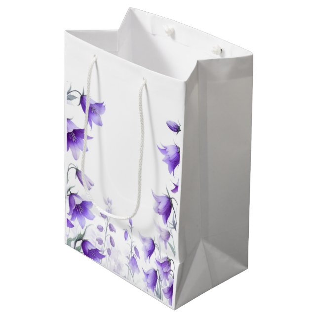 Bolsa De Regalo Mediana Flores Moradas Elegantes  (Angulo Anverso)