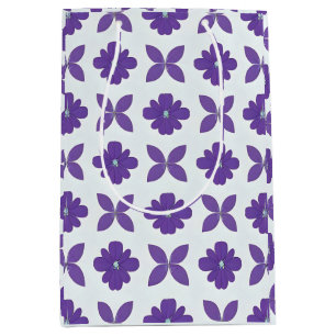 Bolsa De Regalo Mediana Flores púrpuras con fondo claro
