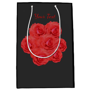 Bolsa De Regalo Mediana Flores rojas Bouquet Personalizado