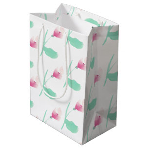 Bolsa De Regalo Mediana Flores rosadas bonitas abstractas