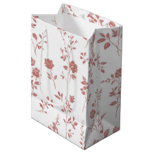 Bolsa De Regalo Mediana Flores Rosadas Rosa Regaderazo Nupcial