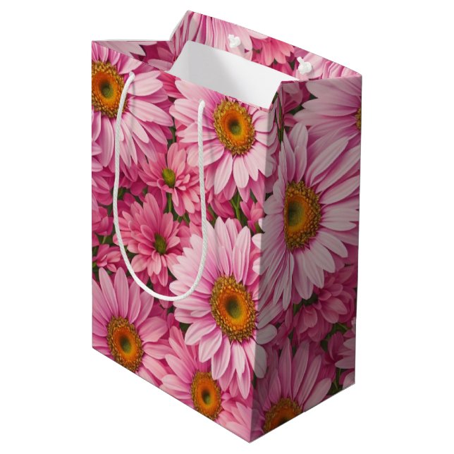 Bolsa De Regalo Mediana Flores rosadas rosadas florales de primavera rosad (Angulo reverso)