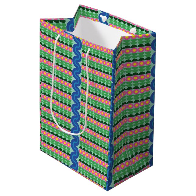 Bolsa De Regalo Mediana Flores rosas- (Angulo Anverso)