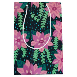 Bolsa De Regalo Mediana Flores rosas en negro