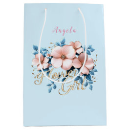 Bolsa De Regalo Mediana Flores rosas y azules
