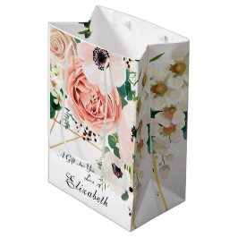 Bolsa De Regalo Mediana Flores Rubor de color rosa elegante