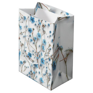 Bolsa De Regalo Mediana Flores salvajes azules de lujo