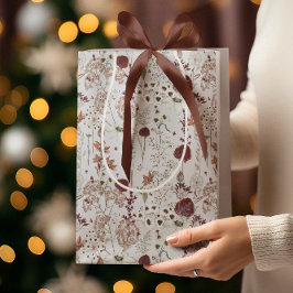 Bolsa De Regalo Mediana Flores silvestres de Borgoña Modernas | Elegante B