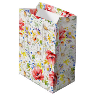 Bolsa De Regalo Mediana Flores silvestres - Flores románticas y coloridas