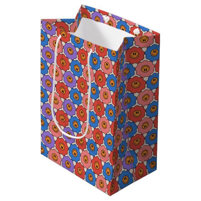 Bolsa De Regalo Mediana Flores sonrientes (Angulo Anverso)